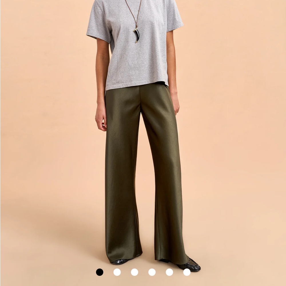 La Ligne Colby Pant in Olive Green Satin